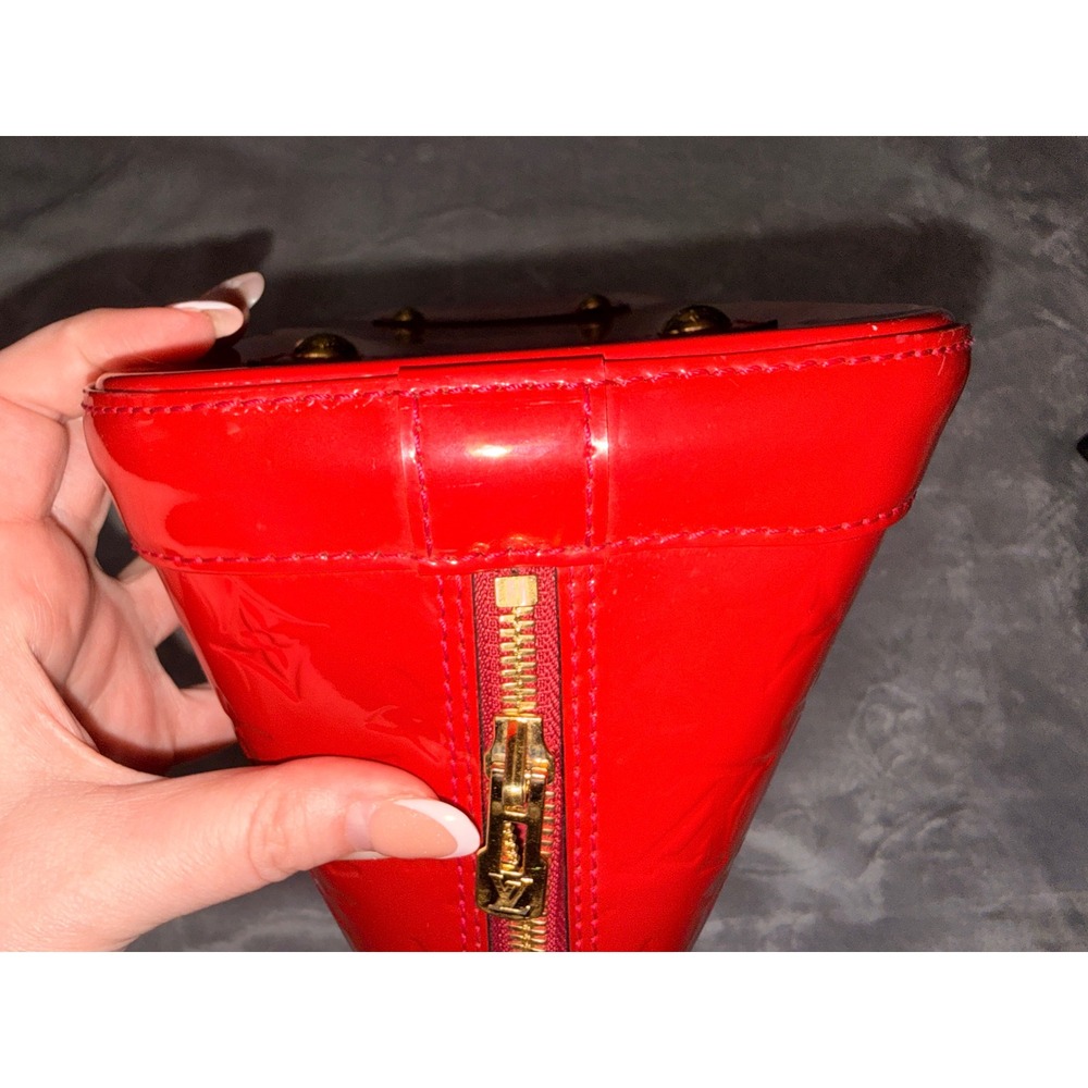 Louis Vuitton Alma PM Monogram Vernis Leather Red Pomme D'Amour FL4143 w/ COA - Picture 13 of 16